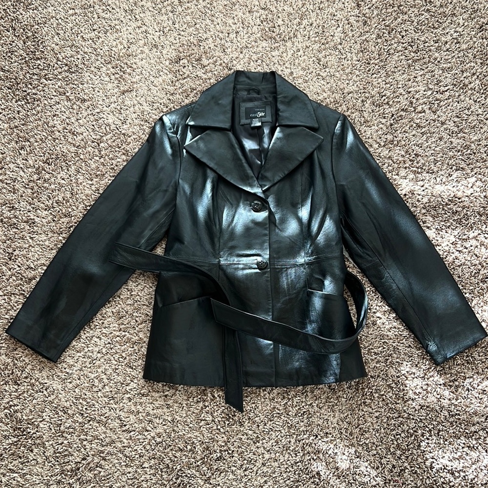 Leather East 5th jacket with belt